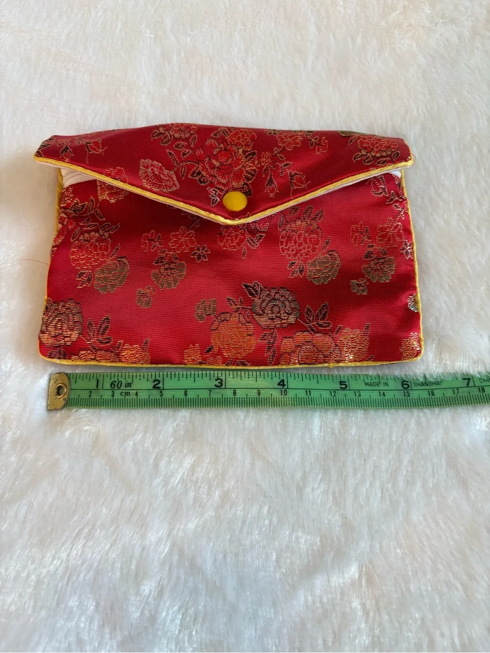 Red Floral Brocade jewelry pouches Envelope Clutch style -